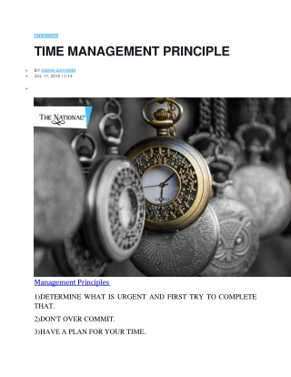 TIME MANAGEMENT PRINCIPLE