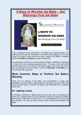 5 Ways to Worship Sai Baba - Get Blessings from Sai Baba