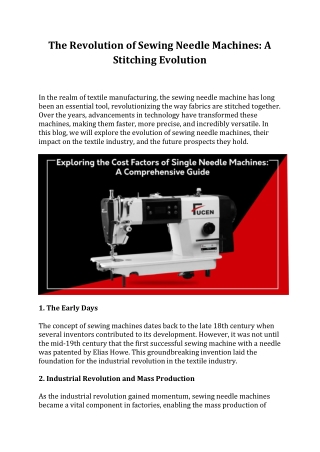 The Revolution of Sewing Needle Machines A Stitching Evolution