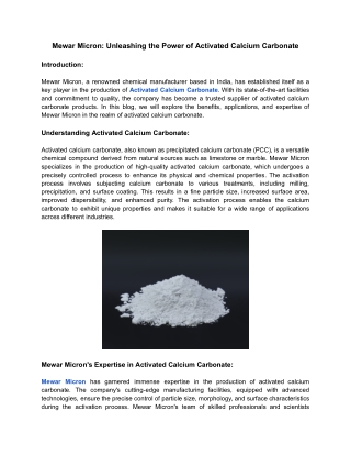 activated aalcium carbonate