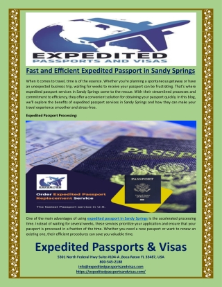 Fast and Efficient Expedited Passport in Sandy Springs