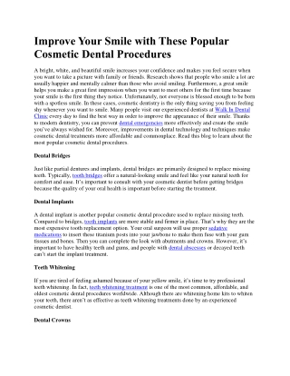 Improve Your Smile with These Popular Cosmetic Dental Procedures