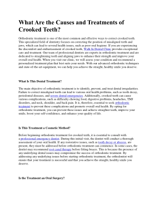 What Are the Causes and Treatments of Crooked Teeth