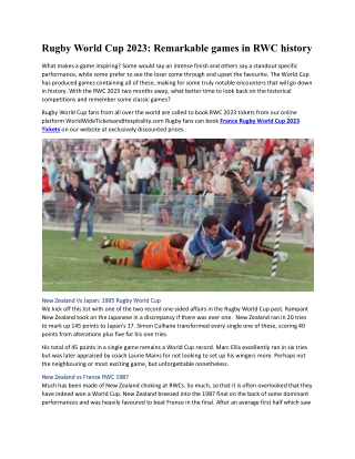 Rugby World Cup 2023 Remarkable games in RWC history