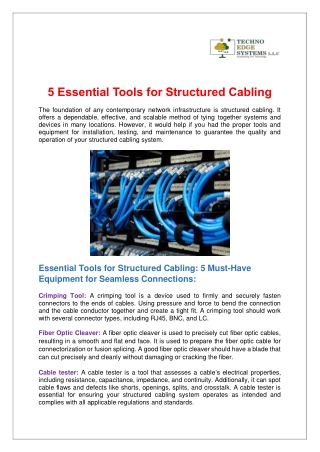 5 Essential Tools for Structured Cabling