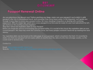 Passport Renewal Online