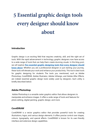 5 Essential graphic design tools every designer should know about