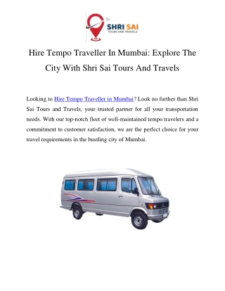 Hire Tempo Traveller in Mumbai Call-7414977033