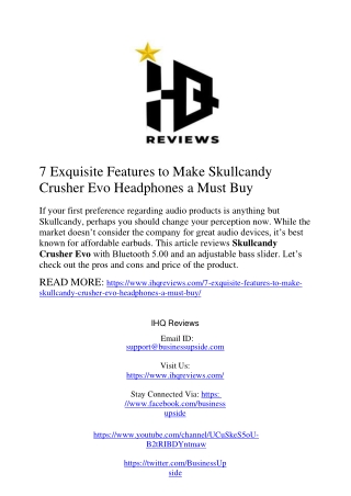 7 Exquisite Features to Make Skullcandy Crusher Evo Headphones a Must Buy