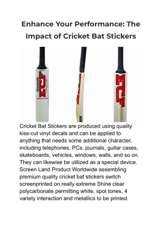 Enhance Your Performance_ The Impact of Cricket Bat Stickers