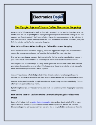 Top Tips for Safe and Secure Online Electronics Shopping