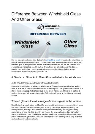 Difference between windshield glass and other glass