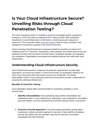 Is Your Cloud Infrastructure Secure? Unveiling Risks through Cloud Penetration T