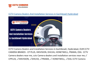 CCTV Camera Dealers And Installation Services in Gachibowli Hyderabad