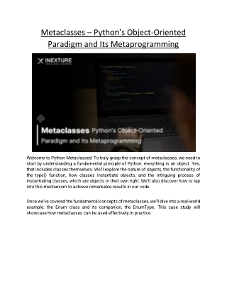 Metaclasses – Python’s Object-Oriented Paradigm and Its Metaprogramming