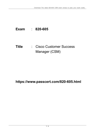 Cisco Customer Success Manager 820-605 Real Dumps 2023