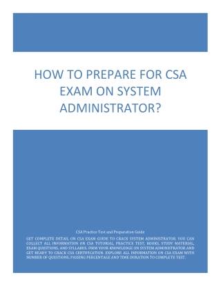 How to Prepare for CSA exam on System Administrator?