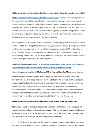 Middle East and Africa Neonatal Jaundice Management Market Share, Demand, Forecast to 2028