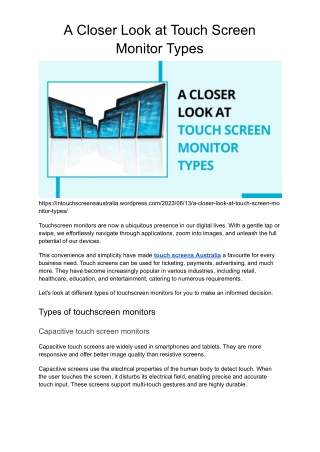A Closer Look at Touch Screen Monitor Types