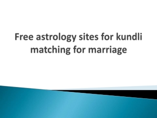 Free astrology sites for kundli matching for marriage