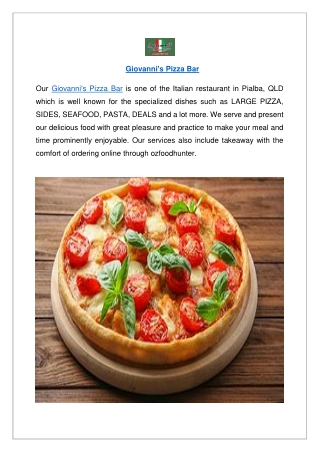 Upto 10% offer Giovanni's Pizza Hervey Bay Bar - Order Now