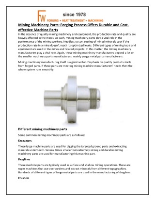 Mining Machinery Parts: Forging Process Offers Durable and Cost-effective