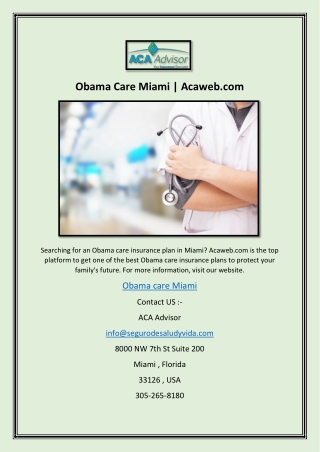 Obama Care Miami | Acaweb.com