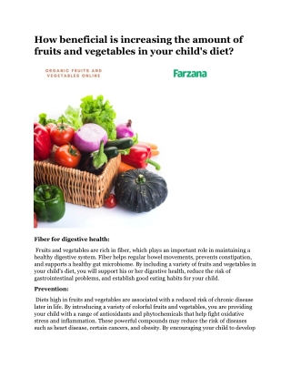 How beneficial is increasing the amount of fruits and vegetables in your child's diet