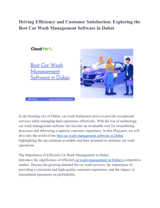 Driving Efficiency and Customer Satisfaction_ Exploring the Best Car Wash Management Software in Dubai