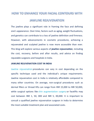 All That You Must Know About Jawline Rejuvenation