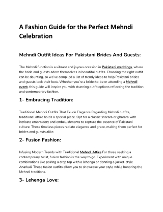 A Fashion Guide for the Perfect Mehndi Celebration