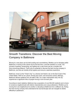 Smooth Transitions_ Discover the Best Moving Company in Baltimore