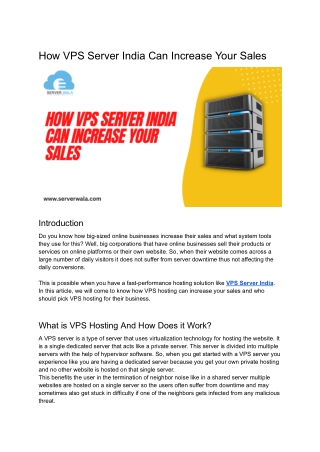 How VPS Server India Can Increase Your Sales