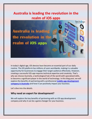 Australia is leading the revolution in the realm of iOS apps