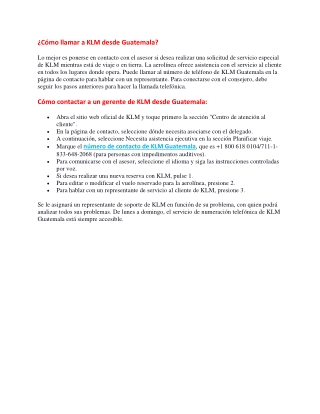 ¿Como llamar a KLM desde Guatemala?