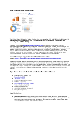 Blood Collection Tubes Market Scope