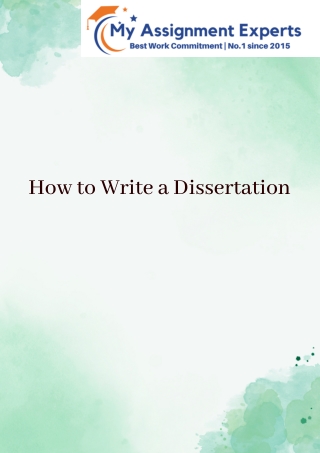 How to write a dissertation (pdf)