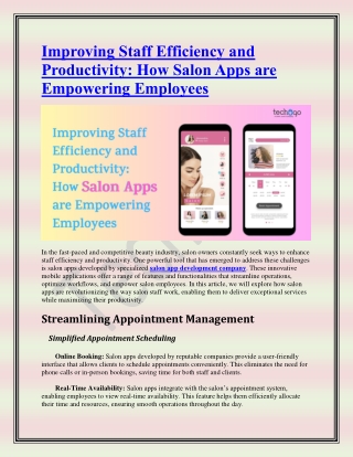 Improving Staff Efficiency and Productivity-How Salon Apps are Empowering Employees