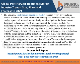 Post-Harvest Treatment - Agricultural & Animal feed