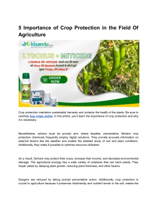 5 Importance of Crop Protection in the Field Of Agriculture