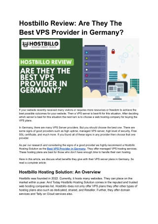 Hostbillo Review_ Are They The Best VPS Provider in Germany