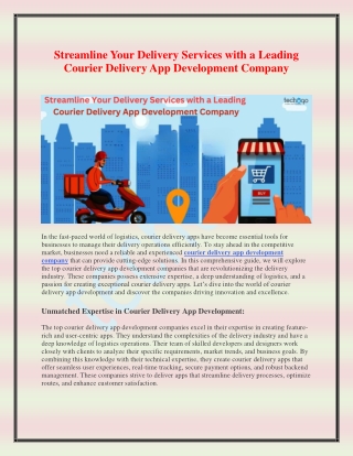 Streamline Your Delivery Services with a Leading Courier Delivery App Development Company