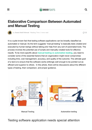 Elaborative Comparison Between Automated and Manual Testing