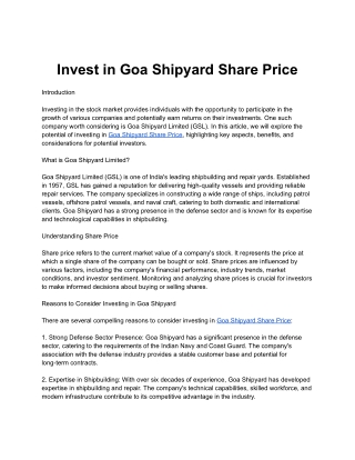 Invest in Goa Shipyard Share Price