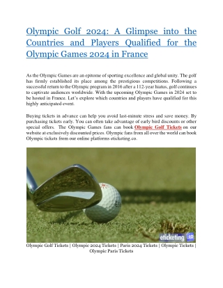 Olympic Golf 2024 A Glimpse into the Countries and Players Qualified for the Olympic Games 2024 in France