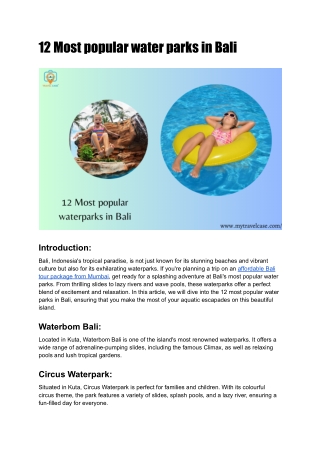 12 Most popular water parks in Bali