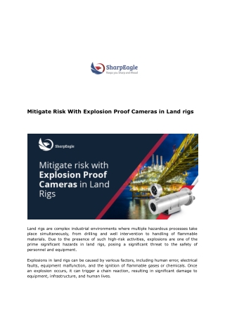 Enhancing Safety: The Power of Explosion-Proof Cameras in Land Rigs