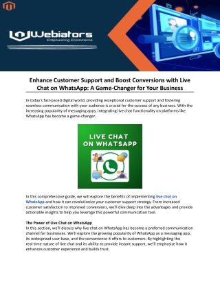 Enhance Customer Support and Boost Conversions with Live Chat on WhatsApp_ A Game-Changer for Your Business