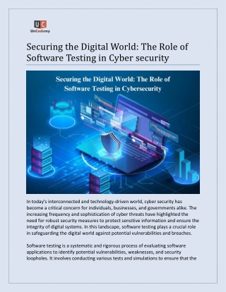 Securing the Digital World: The Role of Software Testing in Cybersecurity