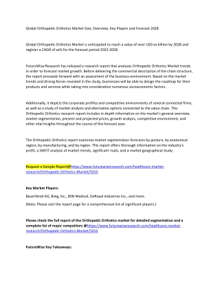 Orthopedic Orthotics Market
